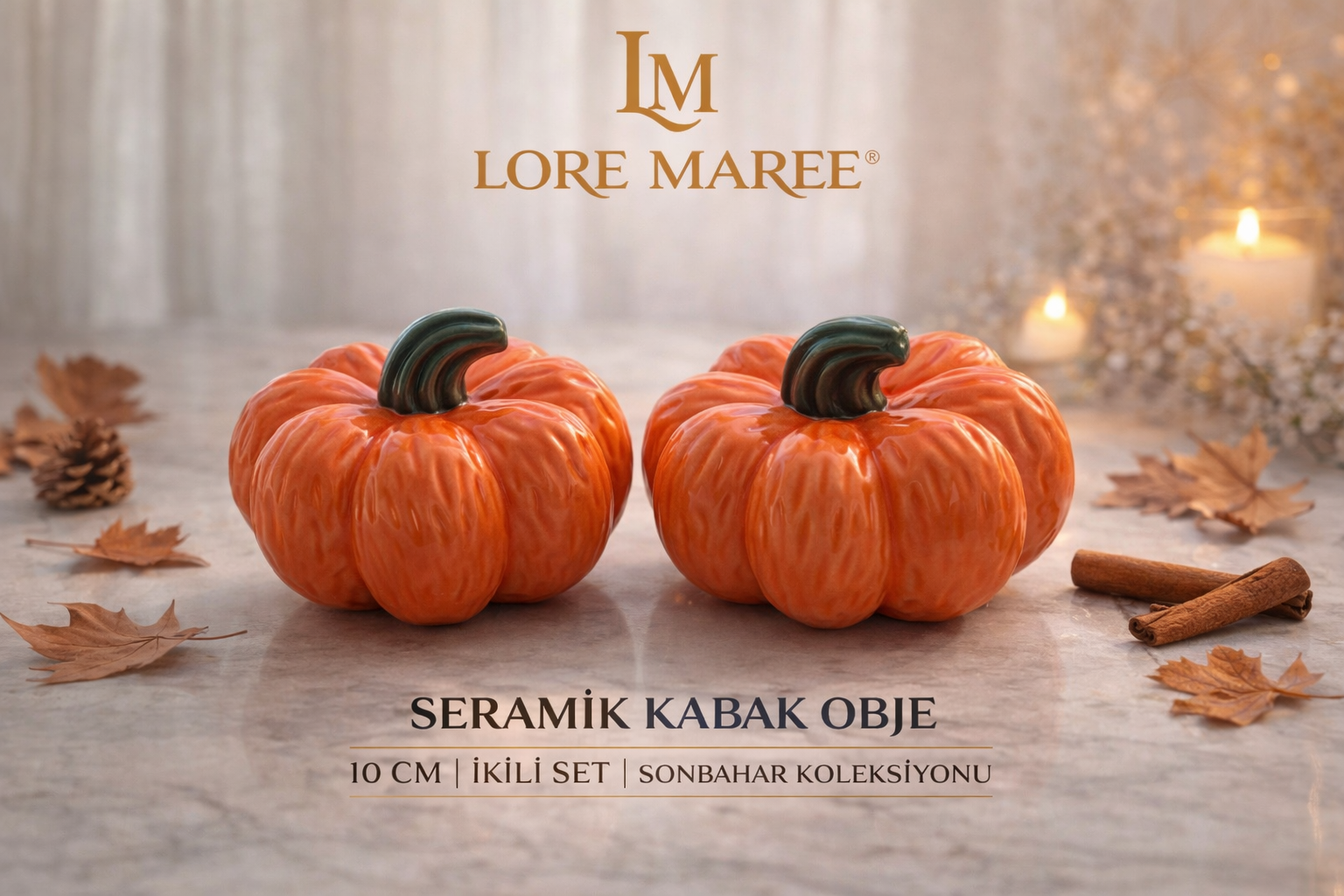 Lore Maree 10 CM İkili Seramik Kabak Obje 