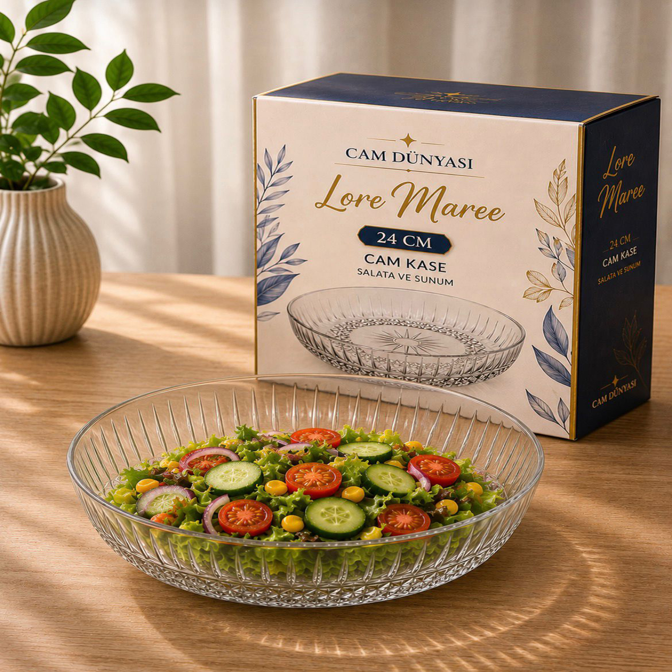 Lore Maree 24 CM Cam Kase – Salata ve Sunum Kasesi