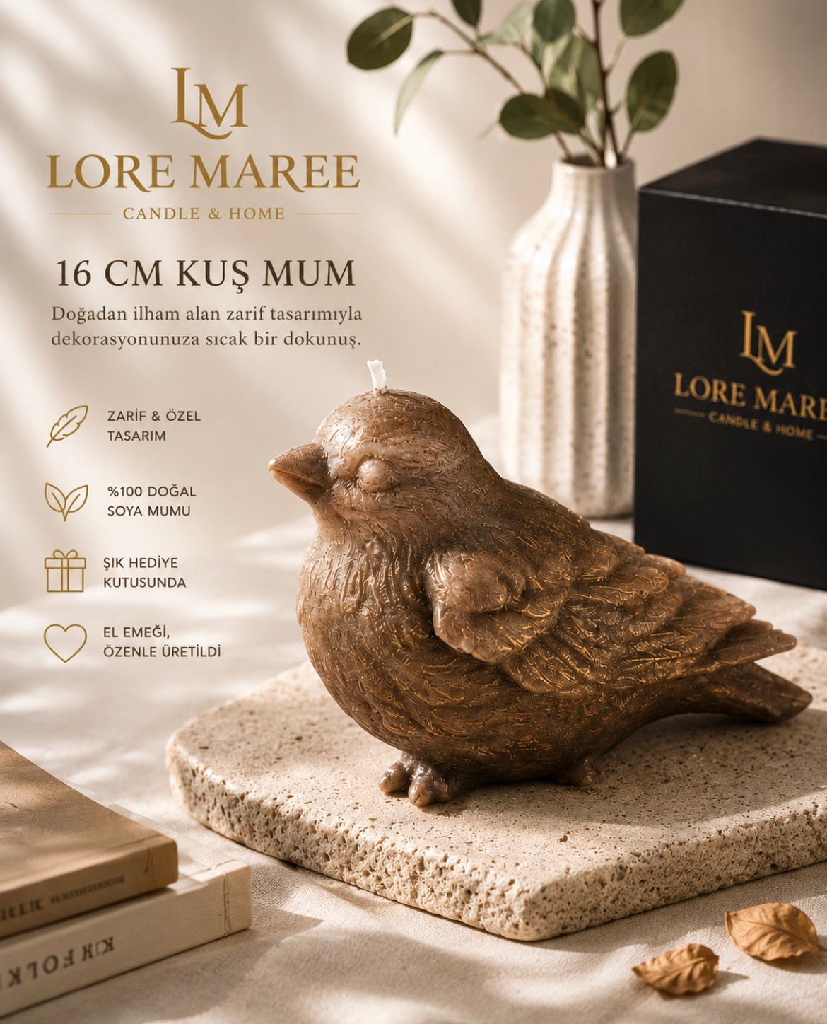 Lore Maree 16 CM Dekoratif Kuş Mum