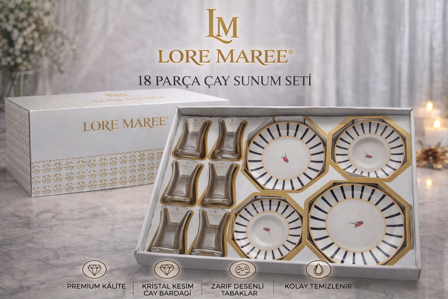 Lore Maree 18 Parça Çay Sunum Seti